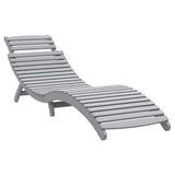 Sun Lounger Grey Solid Acacia Wood Standard Foldable 363279