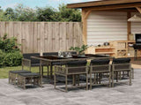 11 Piece Garden Dining Set with Cushions Grey Poly Rattan 3211508