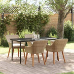 Garden Dining Set with Cushion 5 pcs Beige Poly Rattan 3261694