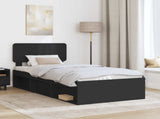 Bed Frame with Headboard Black 100 x 200 cm Solid Pine Wood 3412115