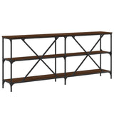 Console Table Brown Oak 180x30x75 cm Engineered Wood and Iron 832857