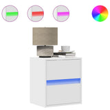 Wall-mounted Bedside Cabinets with LED Lights 2 pcs White 3307962