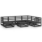 8 Piece Garden Lounge Set Black Solid Pinewood 3075713