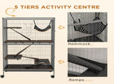 Small Animal Cage for Chinchilla Ferret Kitten on Wheels with Hammock Removable Tray, Grey T3398P350035
