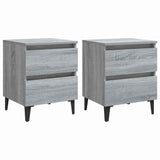 813131 Bed Cabinets with Metal Legs 2 pcs Grey Sonoma 40x35x50 cm