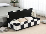 114 x 47 x 47cm Velvet Storage Ottoman, Button-tufted Footstool Box, Toy Chest with Lid for Living T3398P343242