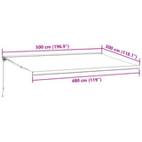 ZNTS Manual Retractable Awning Burgundy 500x300 cm 3215317