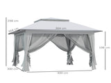 3.6 x 3.6 m Pop up Gazebo with Netting, Height Adjustable Party Tent Instant Canopy Sun Shade T3398P317540