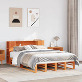 Bookcase Bed without Mattress Wax Brown 140x190 cm Solid Wood 3323898