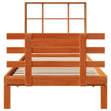 ZNTS Bookcase Bed without Mattress Wax Brown 75x190 cm Small Single Solid Wood Pine 3322767