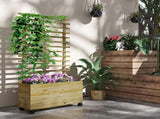 Wooden Raised Planter, with Back Trellis - Natural Finish T3398P313599