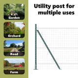 Fence Post with Concrete Base 52 pcs Green Powder-Coated Steel 3350226