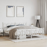 Metal Bed Frame without Mattress with Footboard White 180x200cm 374312