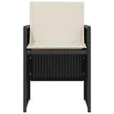 3 Piece Bistro Set with Cushions Black Poly Rattan 365062