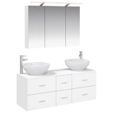 Bathroom Furniture Set 4 pcs White Engineered Wood and Glass 3406975