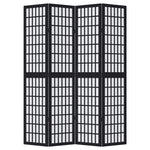 Room Divider 4 Panels Black Solid Wood Paulownia 358771