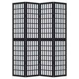 Room Divider 4 Panels Black Solid Wood Paulownia 358771