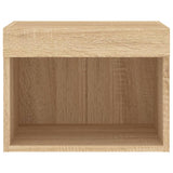 Bedside Cabinets with LED Lights Wall-mounted 2 pcs Sonoma Oak 837118