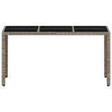Garden Table with Glass Top Light Grey 150x90x75 cm Poly Rattan 368125