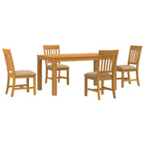 Dining Set 5 pcs Beige Solid Oak Wood 3430351