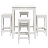 5 Piece Garden Bar Set White Solid Wood Pine 3154731