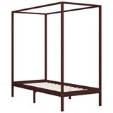 Bed Frame Dark Brown Solid Pine Wood Single Decorative Inlays 283269