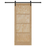 Sliding Door Natural and Black 86 x 211 cm Solid Pine Wood 3445403