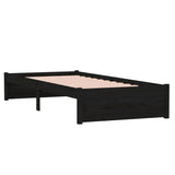 Bed Frame without Mattress Black Solid Wood 75x190 cm Small Single 814913