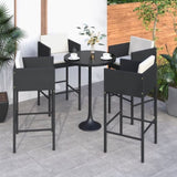 Bar Stool Set of 4 Black Poly Rattan, Powder-Coated Steel 316676