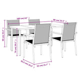 5 Piece Garden Dining Set Black Textilene and Steel 3187045