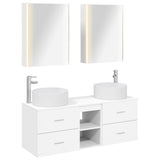 Bathroom Furniture Set 5 pcs White Engineered Wood and Glass 3407087
