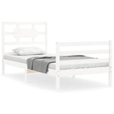 Bed Frame without Mattress White Single Solid Wood 3194407