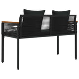 Outdoor Bench with Cushion Black 117 x 54 x 74.5 cm Poly Rattan 42025237