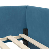 Corner Bed Frame with Headboard Blue 100 cm x 200 cm Velvet 42016090