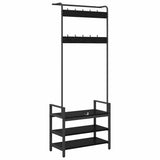 Coat Rack with Shelf Black Oak 75 x 34 x 184 cm Engineered wood 879953