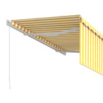 ZNTS Manual Retractable Awning with Blind 3.5x2.5m Yellow&White 3069278