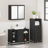 3 Piece Bathroom Furniture Set Black Engineered Wood 3301030