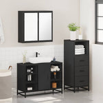 ZNTS 3 Piece Bathroom Furniture Set Black Engineered Wood 3301030