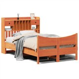 ZNTS Bed Frame without Mattress Wax Brown 120x200 cm Solid Wood Pine 3323382