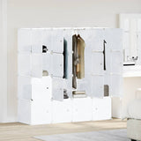 Storage Cube Organiser with 16 Cubes and Hanging Rods PP 4019585