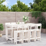 9 Piece Garden Bar Set White Solid Wood Pine 3157818