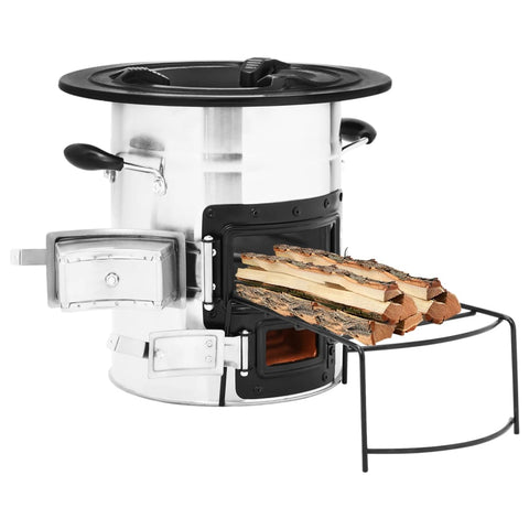 Camping Wood Stove Silver 51.5x35x30.5 cm Stainless Steel 319442
