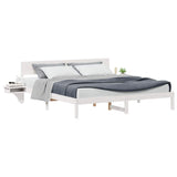 Bed Frame with Headboard White 200 x 200 cm Solid Pine Wood 3385749