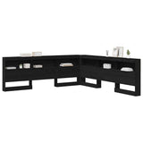 Storage Headboard with Shelf Black Oak 200 cm Engineered Wood 3335470