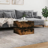 Coffee Table with LED Lights Smoked Oak 50x50x40 cm 839858