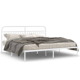 Metal Bed Frame without Mattress with Headboard White 200x200cm 376656