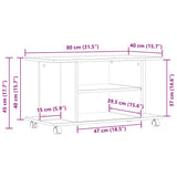TV Cabinet with Castors Artisan Oak 80x40x45 cm Engineered Wood 855791
