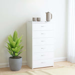 Sideboard with 6 Drawers White 50x34x96 cm Engineered Wood 800666