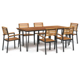 7 Piece Garden Dining Set Solid Wood Acacia and Metal 3155420
