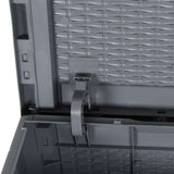 Garden Storage Box Grey PP Rattan 90 L 364059